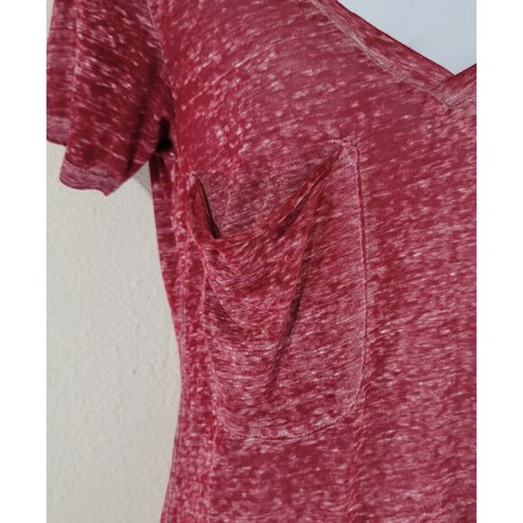 White Crow Buckle Burgundy Burnout Shirt XS V Neck Lightweight Front Pocket Soft - Picture 2 of 5